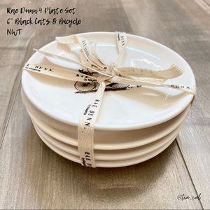 Rae Dunn Halloween Plates- 4 plate set - Black Cats & Bicycle NWT